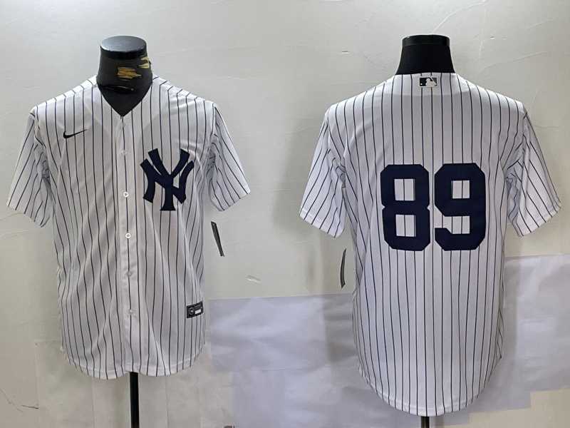 Mens New York Yankees #89 Jasson Dominguez White Cool Base Stitched Jersey